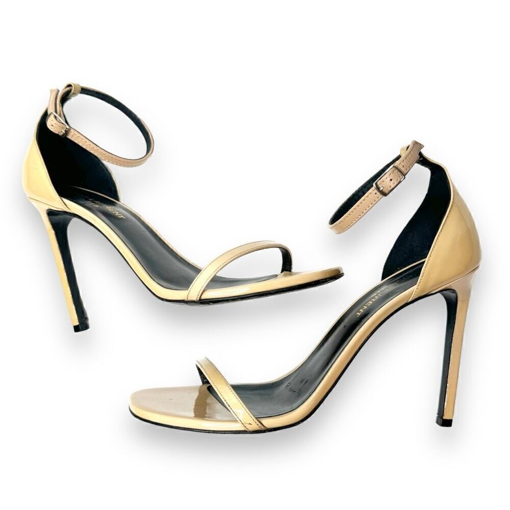 Saint Laurent Jane 105 High Heel Sandals in Nude Beige Women’s Size 38 (7.5 US) - Picture 3 of 12